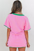 Contrast Trim Drop Shoulder Two Piece Skort Set