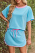 Contrast Trim Drop Shoulder Two Piece Skort Set