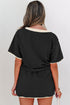 Contrast Trim Drop Shoulder Two Piece Skort Set