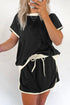 Contrast Trim Drop Shoulder Two Piece Skort Set
