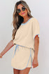 Contrast Trim Drop Shoulder Two Piece Skort Set