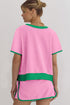 Contrast Trim Drop Shoulder Two Piece Skort Set