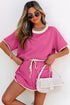 Contrast Trim Drop Shoulder Two Piece Skort Set