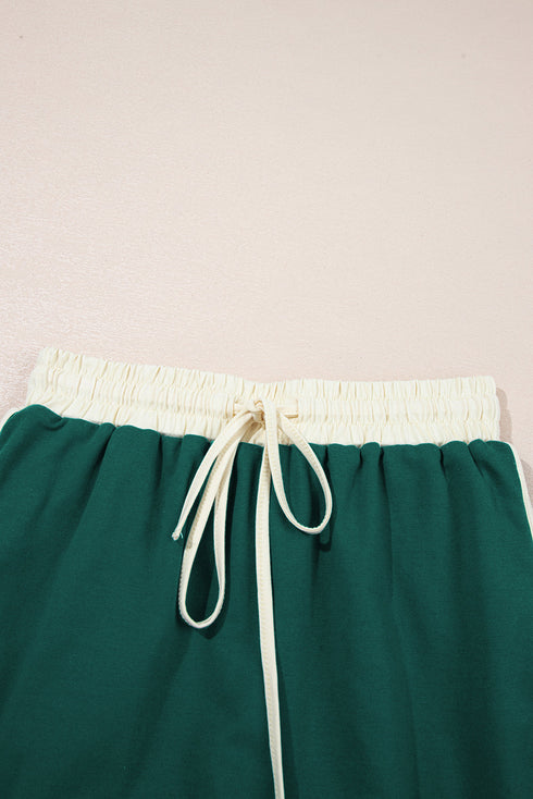 Contrast Trim Drop Shoulder Two Piece Skort Set
