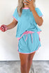 Contrast Trim Drop Shoulder Two Piece Skort Set