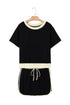 Contrast Trim Drop Shoulder Two Piece Skort Set