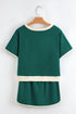 Contrast Trim Drop Shoulder Two Piece Skort Set