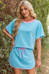 Contrast Trim Drop Shoulder Two Piece Skort Set