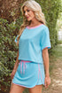 Contrast Trim Drop Shoulder Two Piece Skort Set