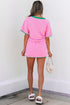 Contrast Trim Drop Shoulder Two Piece Skort Set