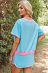 Contrast Trim Drop Shoulder Two Piece Skort Set
