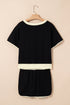 Contrast Trim Drop Shoulder Two Piece Skort Set