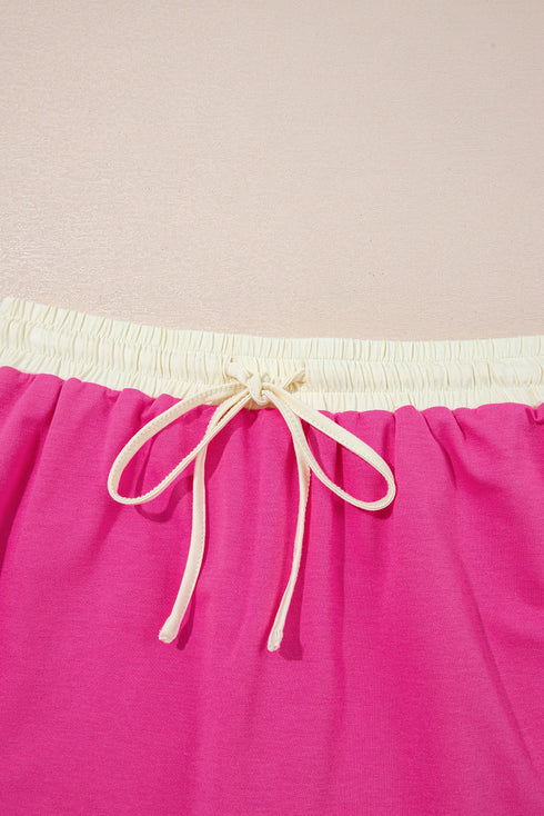 Contrast Trim Drop Shoulder Two Piece Skort Set