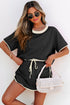 Contrast Trim Drop Shoulder Two Piece Skort Set