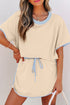 Contrast Trim Drop Shoulder Two Piece Skort Set