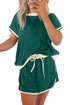 Contrast Trim Drop Shoulder Two Piece Skort Set