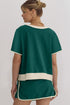 Contrast Trim Drop Shoulder Two Piece Skort Set