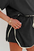 Contrast Trim Drop Shoulder Two Piece Skort Set