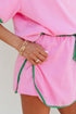 Contrast Trim Drop Shoulder Two Piece Skort Set