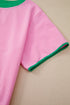 Contrast Trim Drop Shoulder Two Piece Skort Set