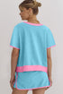 Contrast Trim Drop Shoulder Two Piece Skort Set