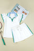 Contrast Trim Edge Cap Sleeve Collared Two Piece Dress