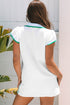 Contrast Trim Edge Cap Sleeve Collared Two Piece Dress