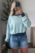 Contrast Trim Exposed Seam Drop Shoulder Crewneck Sweatshirt