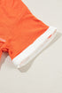 Contrast Trim Exposed Seam Short Sleeve V Neck Top