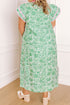 Contrast Trim Flutter Sleeve Floral Kaftan Maxi Dress