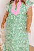 Contrast Trim Flutter Sleeve Floral Kaftan Maxi Dress