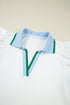 Contrast Trim Flutter Sleeve V Neck Polo Top