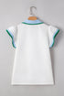 Contrast Trim Flutter Sleeve V Neck Polo Top
