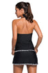 Contrast Trim Halter Tankini Skort Swimsuit