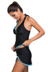 Contrast Trim Halter Tankini Skort Swimsuit