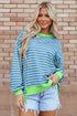 Contrast Trim High Low Pullover Tunic Sweatshirt