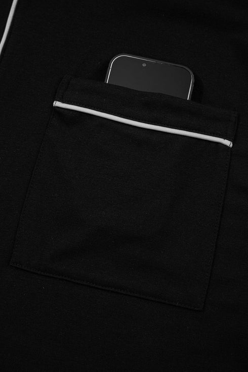 Contrast Trim Hooded Open Front Wide Leg Lounge Set