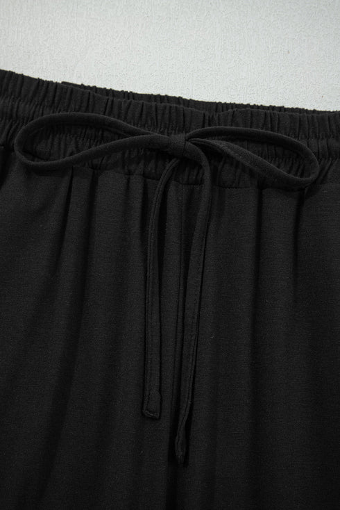 Contrast Trim Hooded Open Front Wide Leg Lounge Set