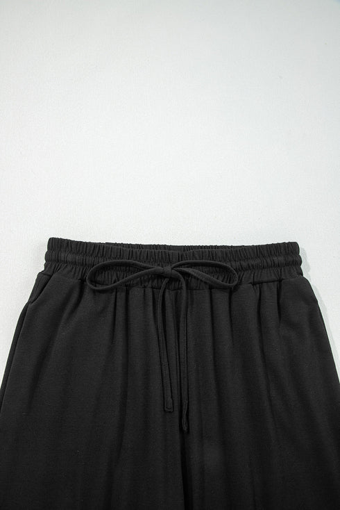 Contrast Trim Hooded Open Front Wide Leg Lounge Set