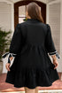 Contrast Trim Knot Cuff Cotton H Line Mini Dress