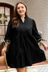 Contrast Trim Knot Cuff Cotton H Line Mini Dress