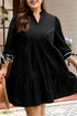 Contrast Trim Knot Cuff Cotton H Line Mini Dress
