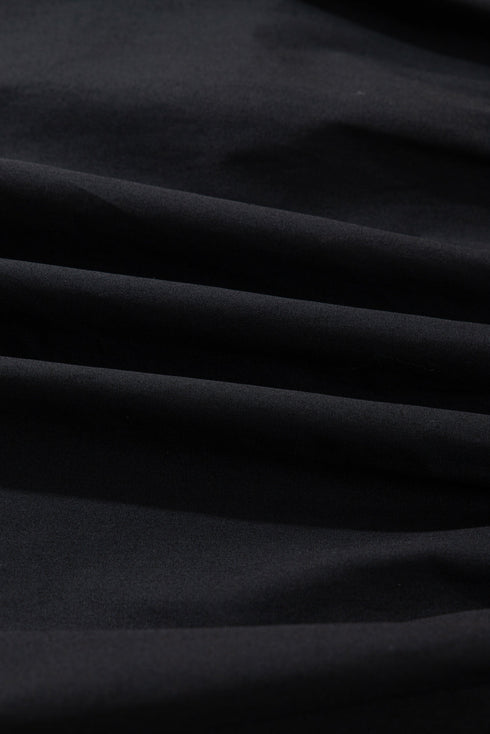 Contrast Trim Knot Cuff Split Neck Tiered Three Quarter Sleeve Mini Dress