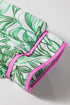 Contrast Trim Leaf Print Puff Sleeve Woven Blouse