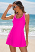 Contrast Trim Neckline Built In Shorts Active Swim Dress