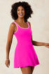 Contrast Trim Neckline Built In Shorts Active Swim Dress