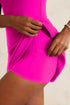 Contrast Trim Neckline Built In Shorts Active Swim Dress