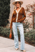 Contrast Trim Notched Neck Button Front Knit Cardigan
