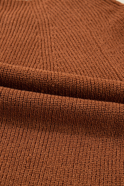 Contrast Trim Notched Neck Button Front Knit Cardigan