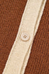 Contrast Trim Notched Neck Button Front Knit Cardigan